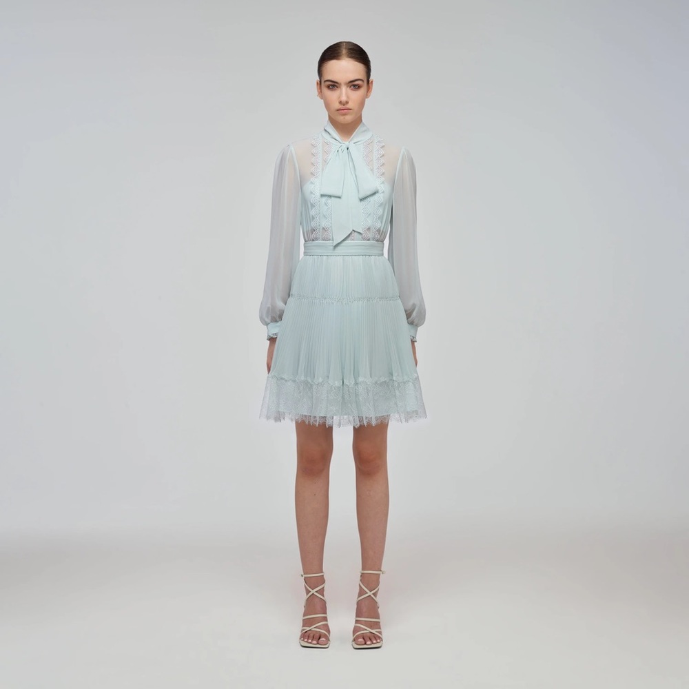 PALE GREEN CHIFFON MINI DRESS